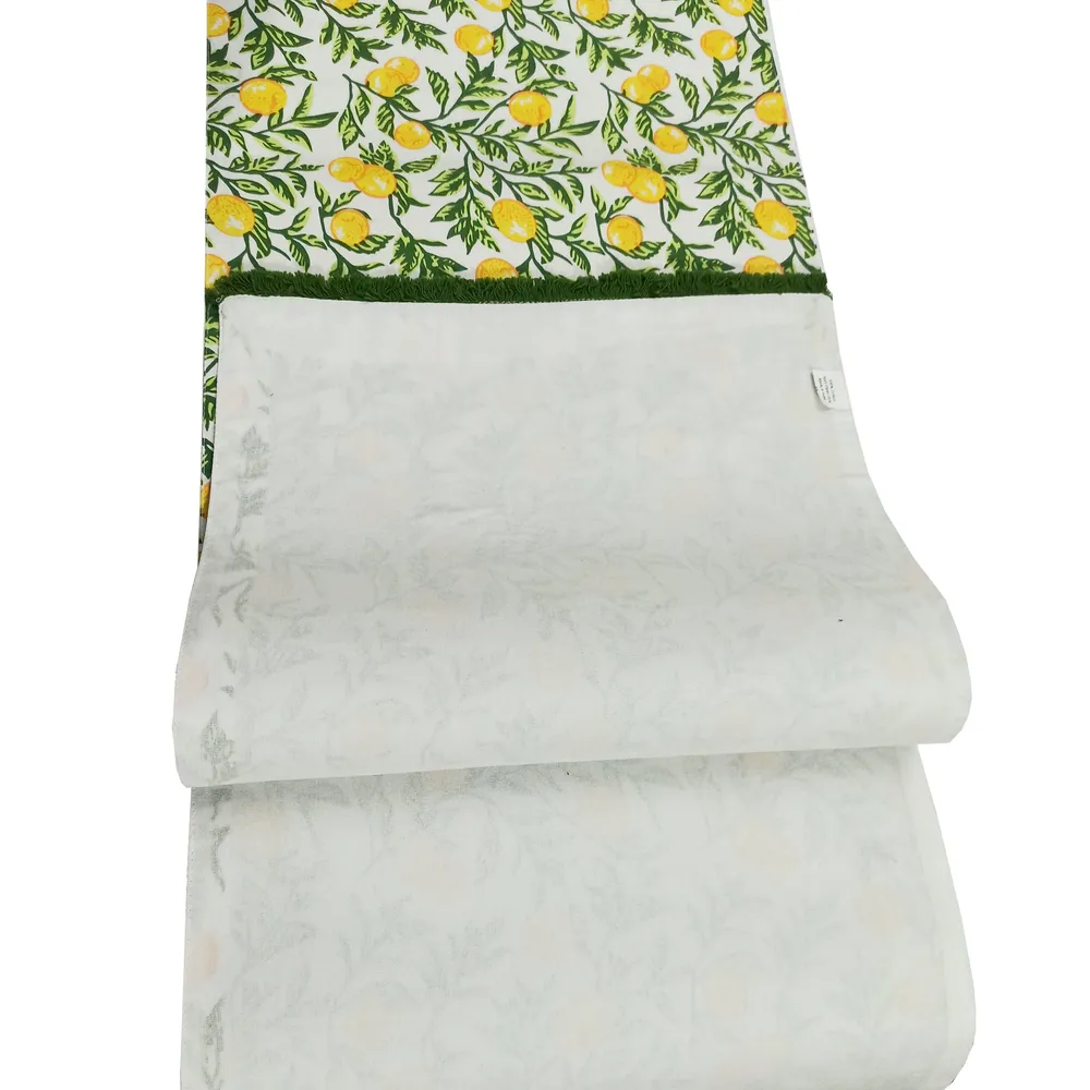 Elegant Printed Designer Cotton Lemon Table Runner