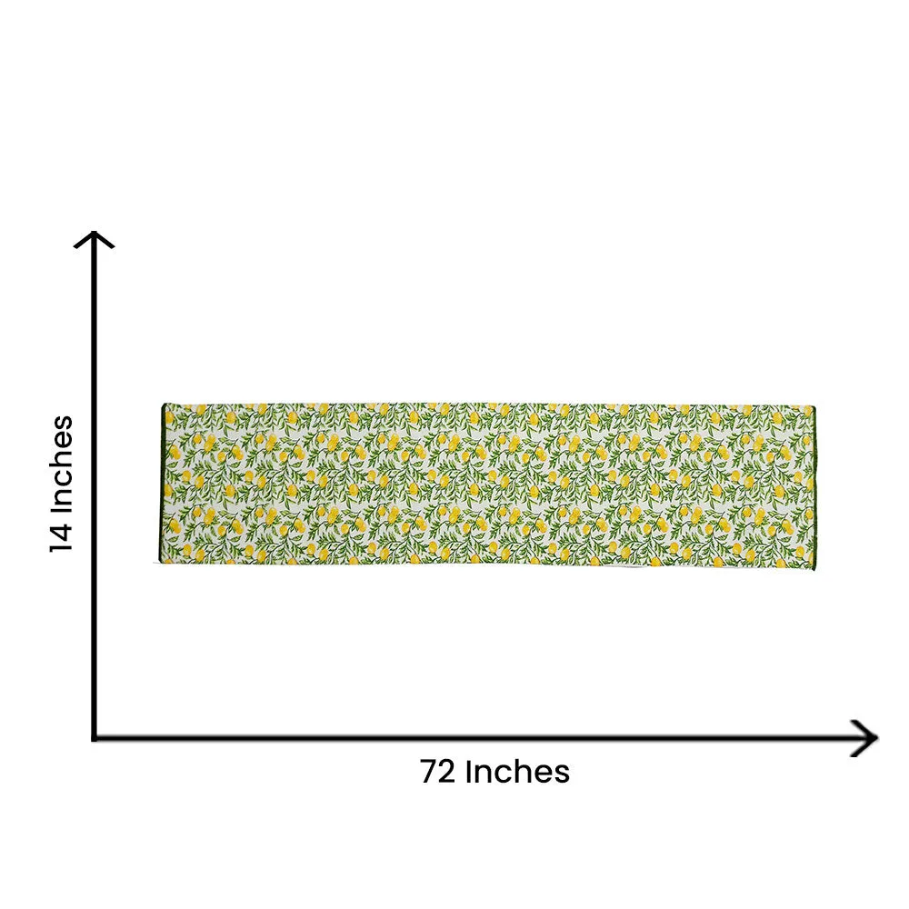 Elegant Printed Designer Cotton Lemon Table Runner