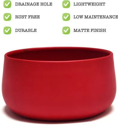 Elegant Red Handi Resilient Metal Plant Pots Set Of 2