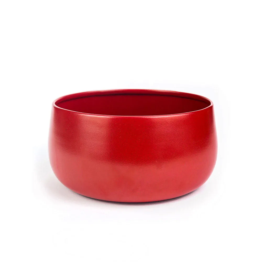 Elegant Red Handi Resilient Metal Plant Pots Set Of 2