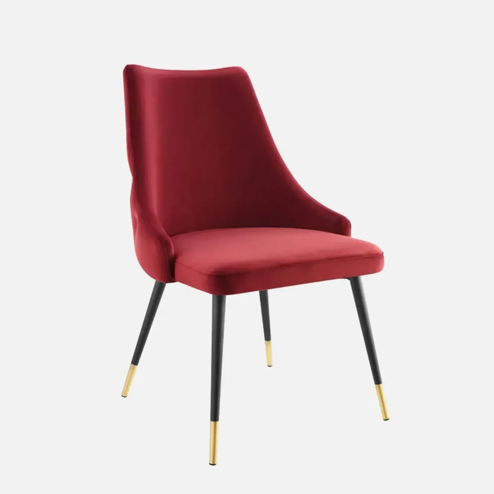 Elegant Red Velvet Accent Chair Single