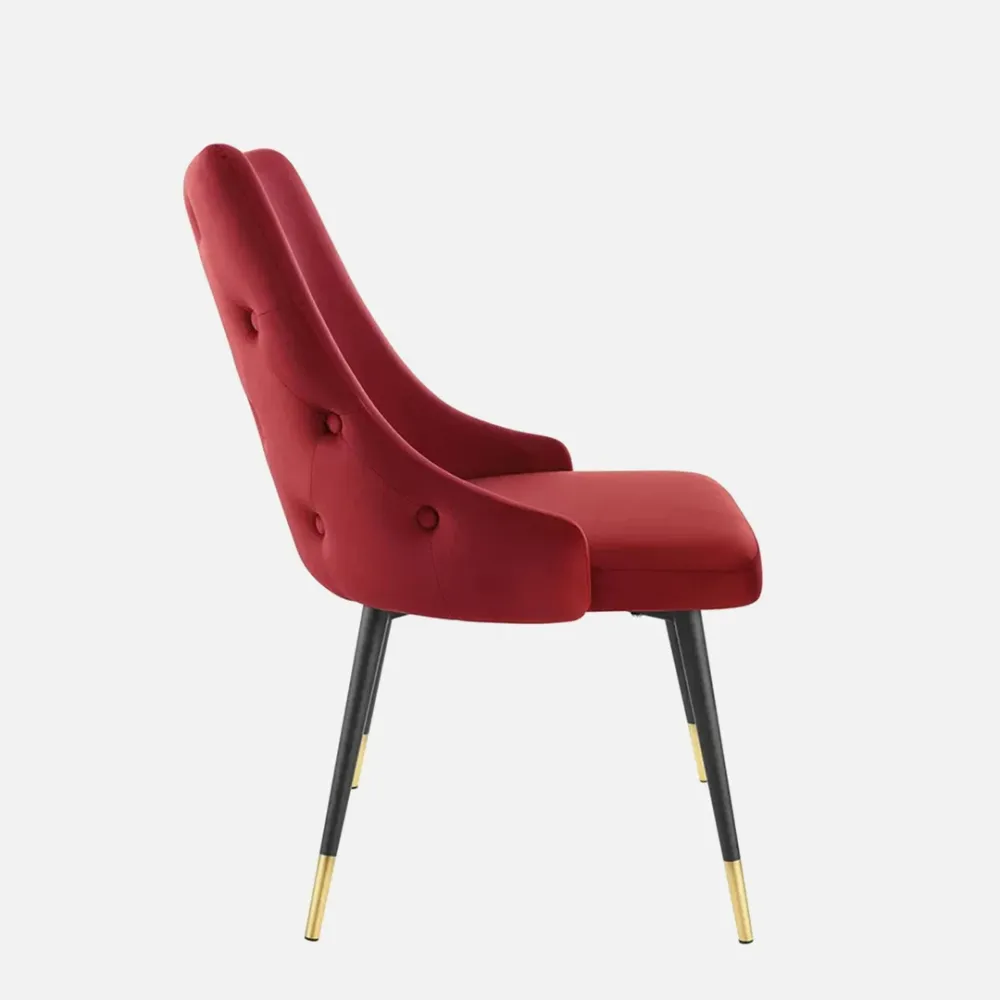 Elegant Red Velvet Accent Chair Single