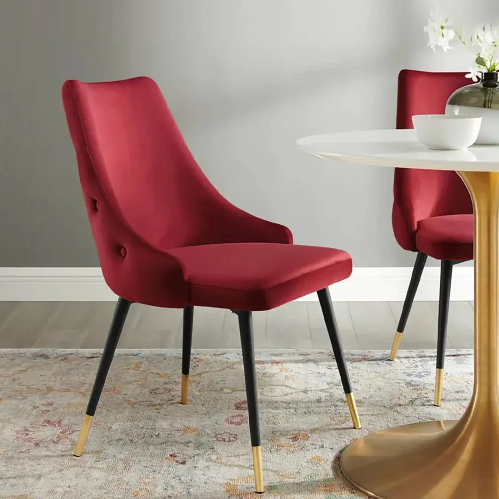 Elegant Red Velvet Accent Chair Single