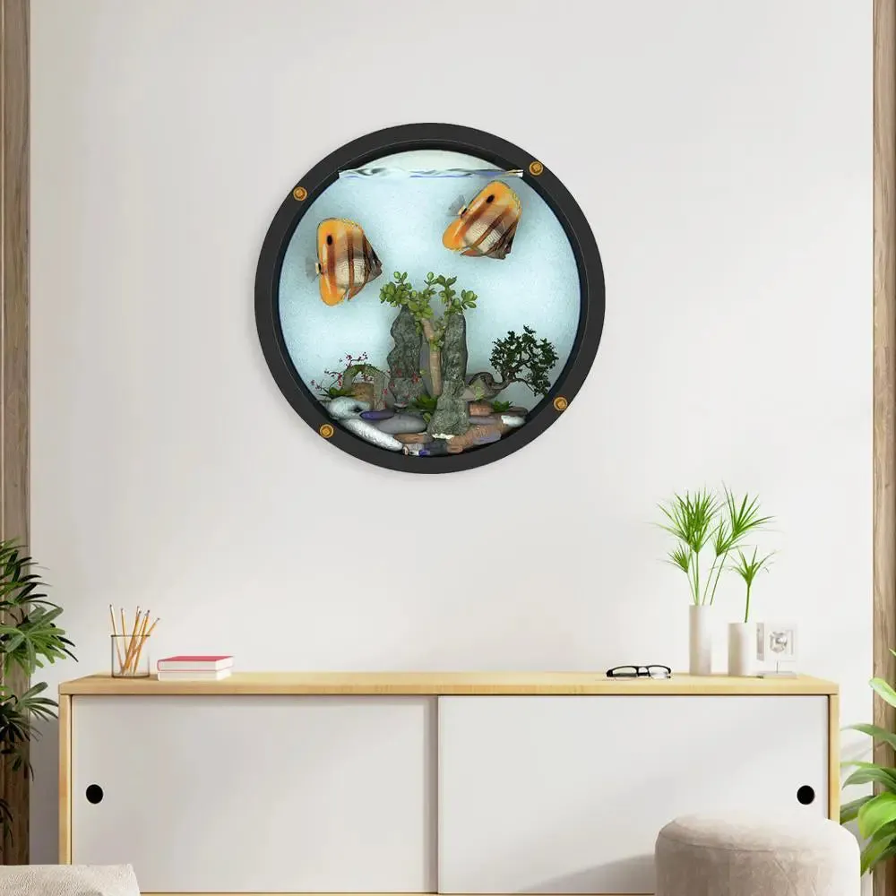 Elegant Round Wall Aquarium / Terrarium With Air Pump