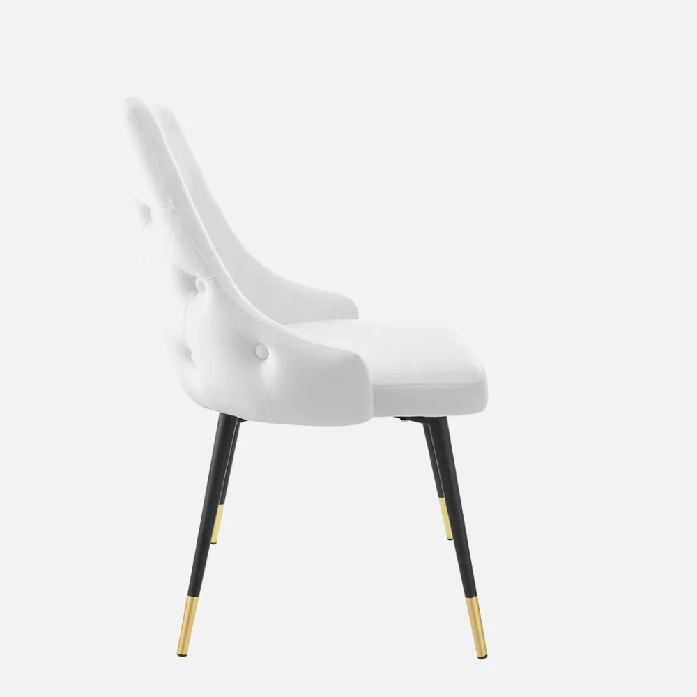 Elegant White Velvet Accent Chair Single