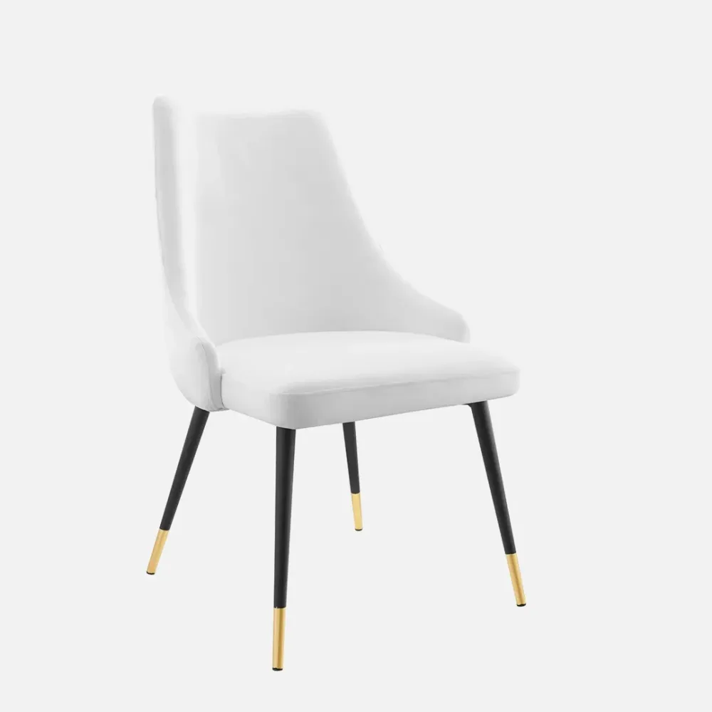 Elegant White Velvet Accent Chair Single