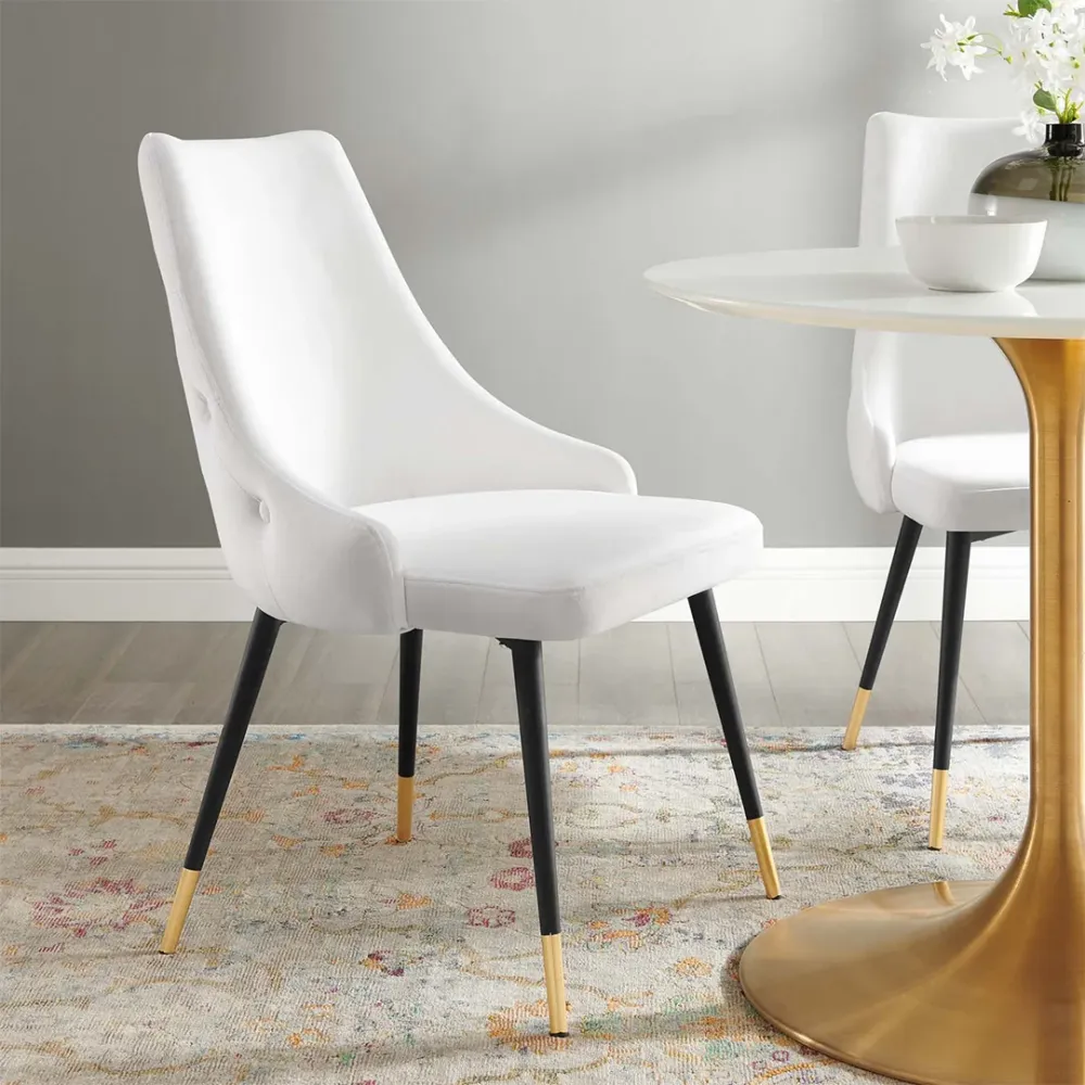 Elegant White Velvet Accent Chair Single