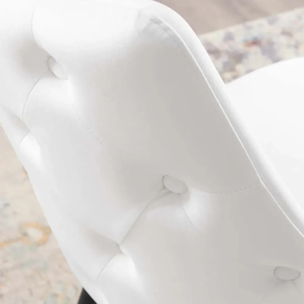 Elegant White Velvet Accent Chair Single