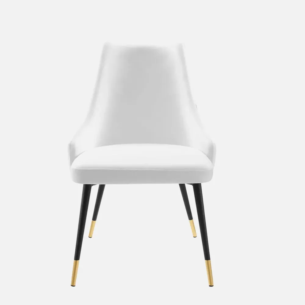 Elegant White Velvet Accent Chair Single