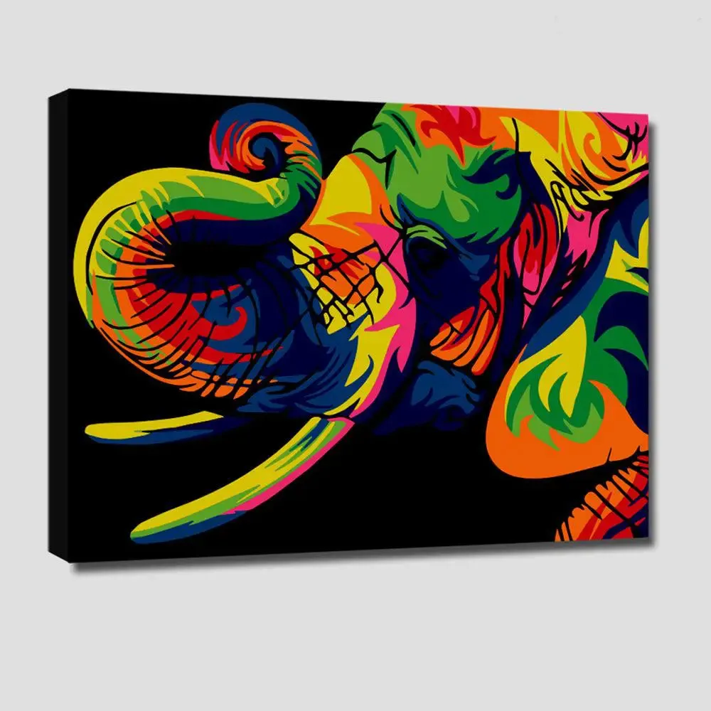 Elephant Colourful DIY(Do-It-Yourself)/ Paint by numbers canvas painting kit