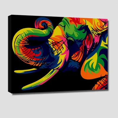 Elephant Colourful DIY(Do-It-Yourself)/ Paint by numbers canvas painting kit