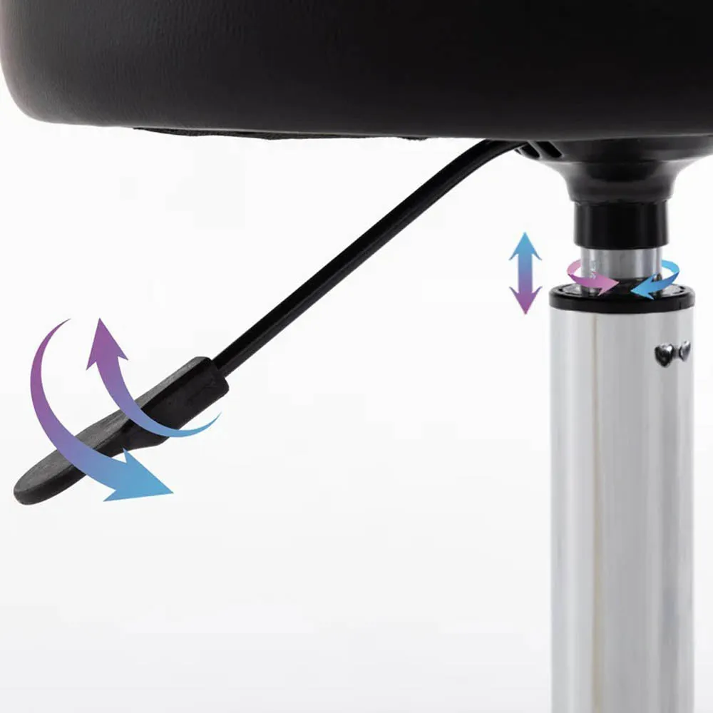 Elite Black Leatherette Vanity Stool with Round Metal Stand