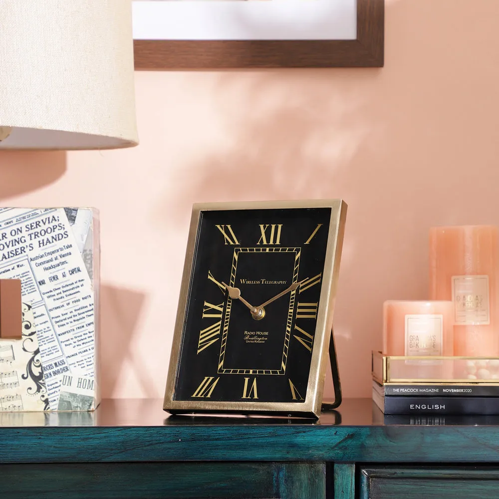 Elite Framed Table Clock in Gold Finish