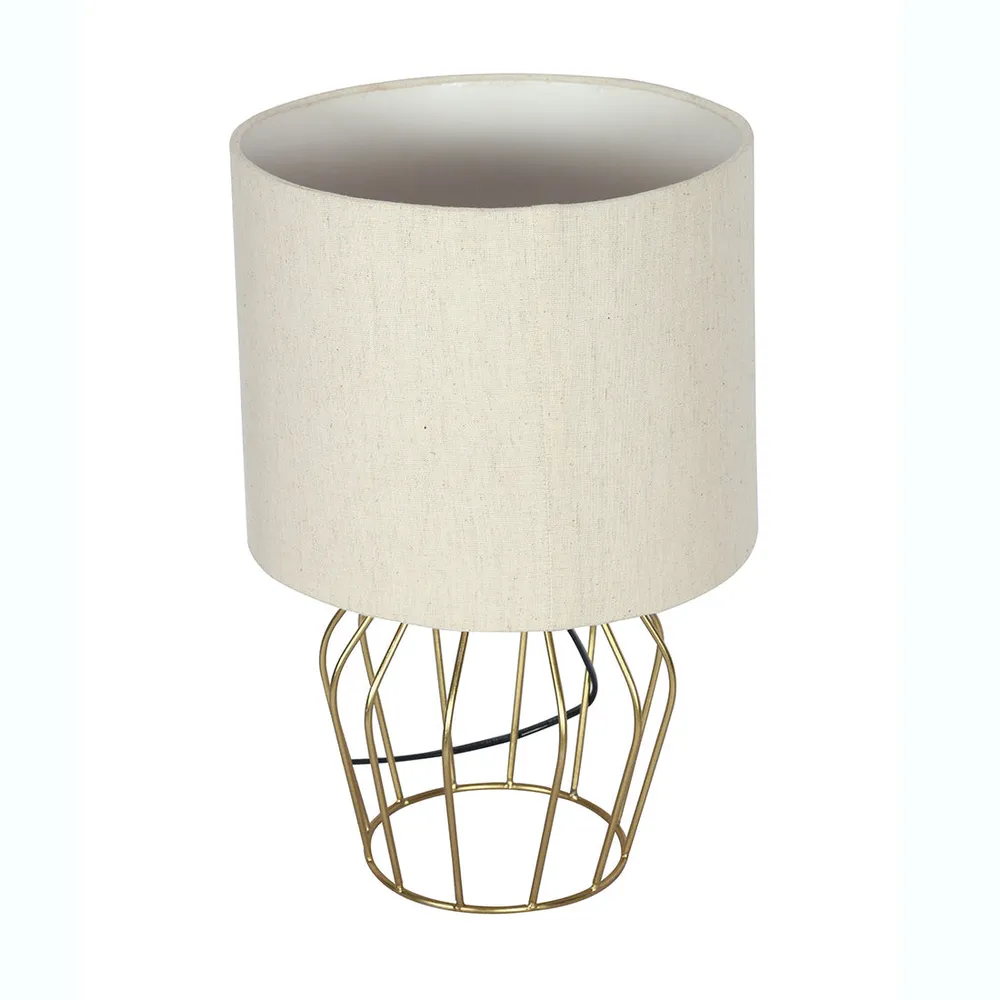 Elite Golden Metal Cage Table Lamp With Shade