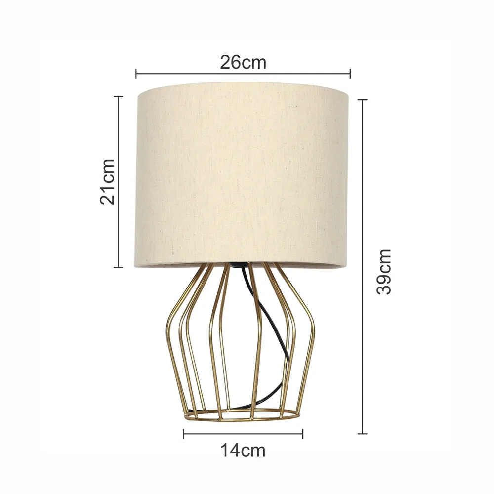 Elite Golden Metal Cage Table Lamp With Shade