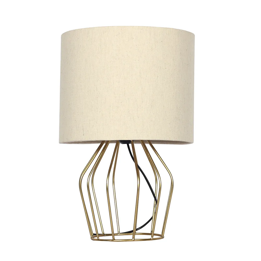 Elite Golden Metal Cage Table Lamp With Shade