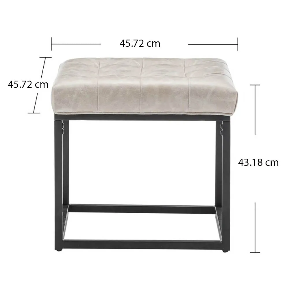 Elite Ivory Leatherette Button-Tufted Side Table/ Ottoman Single Piece