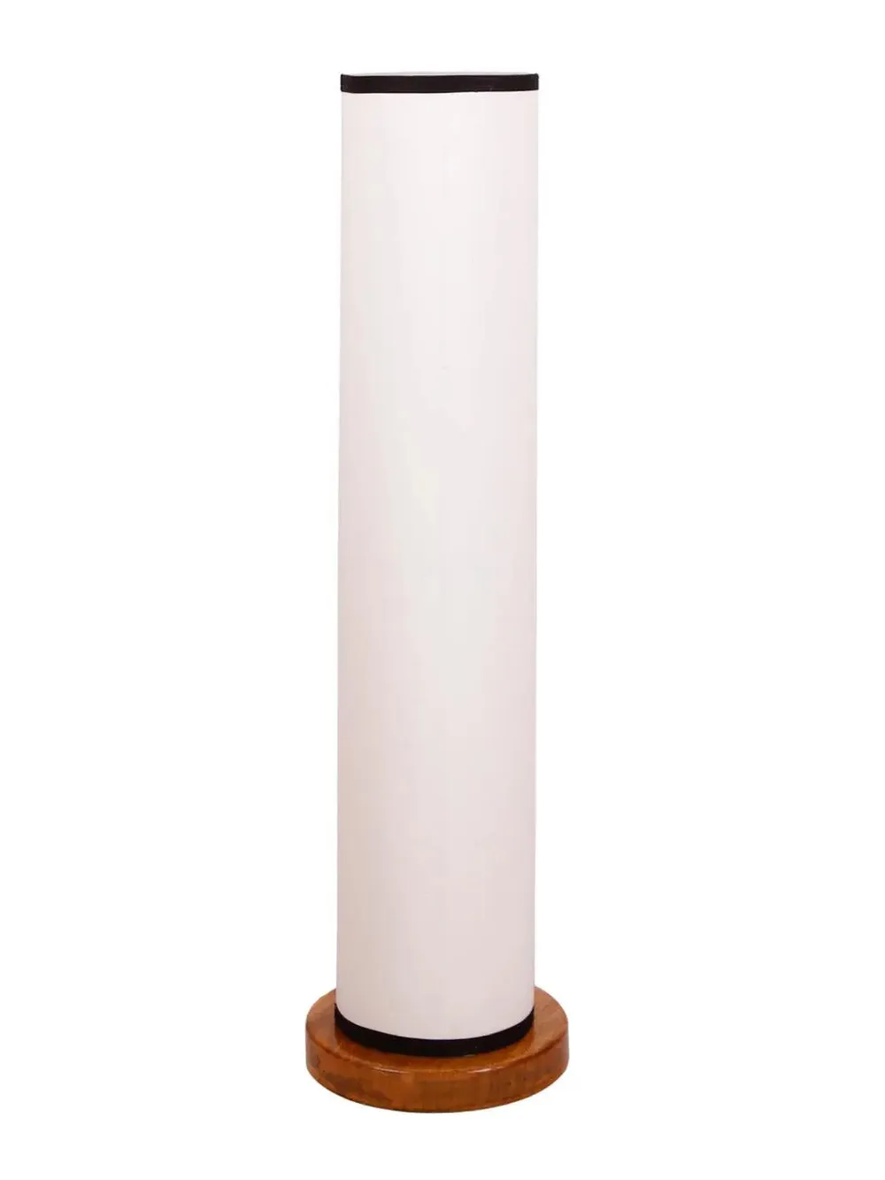 Elite Round Cotton Shade Floor Lamp with Sleek Wood Base Orange