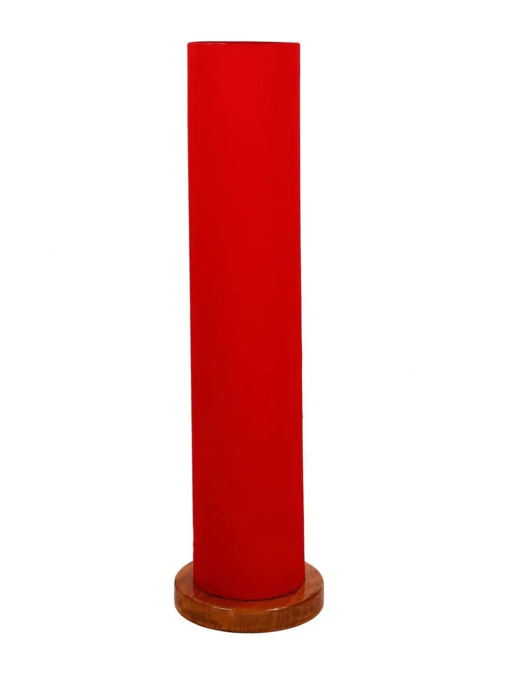 Elite Round Cotton Shade Floor Lamp with Sleek Wood Base Orange