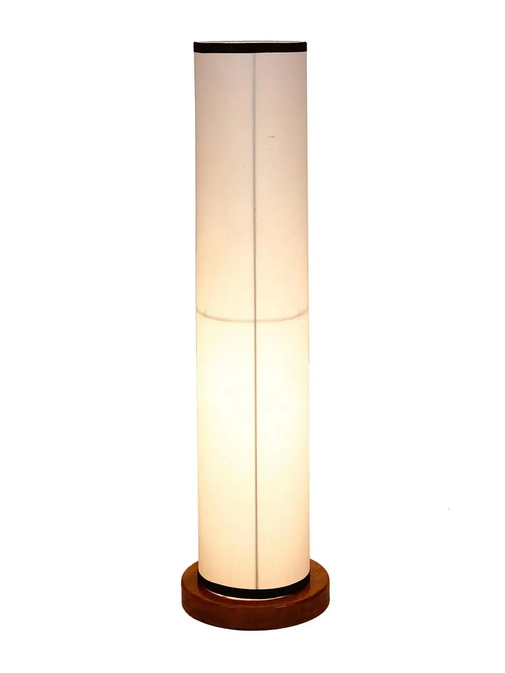Elite Round Cotton Shade Floor Lamp with Sleek Wood Base Orange
