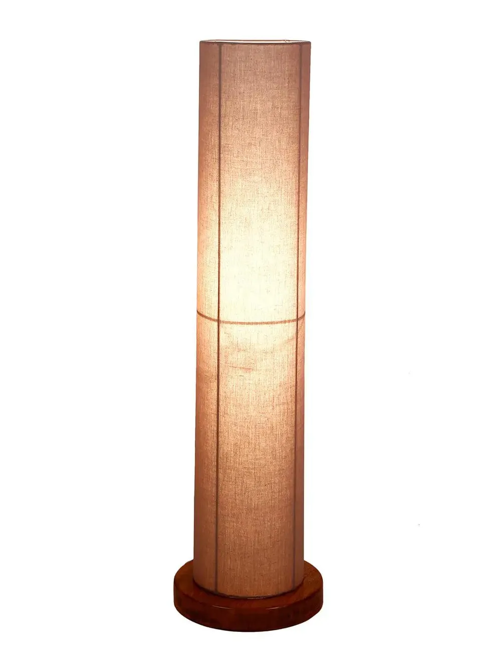 Elite Round Cotton Shade Floor Lamp with Sleek Wood Base Orange