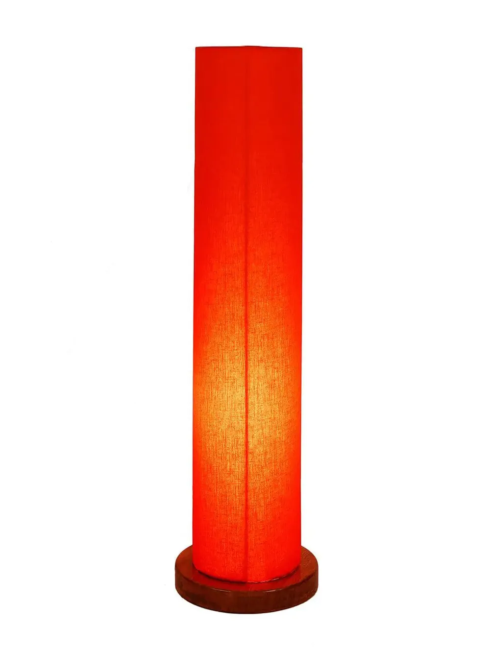 Elite Round Cotton Shade Floor Lamp with Sleek Wood Base Orange