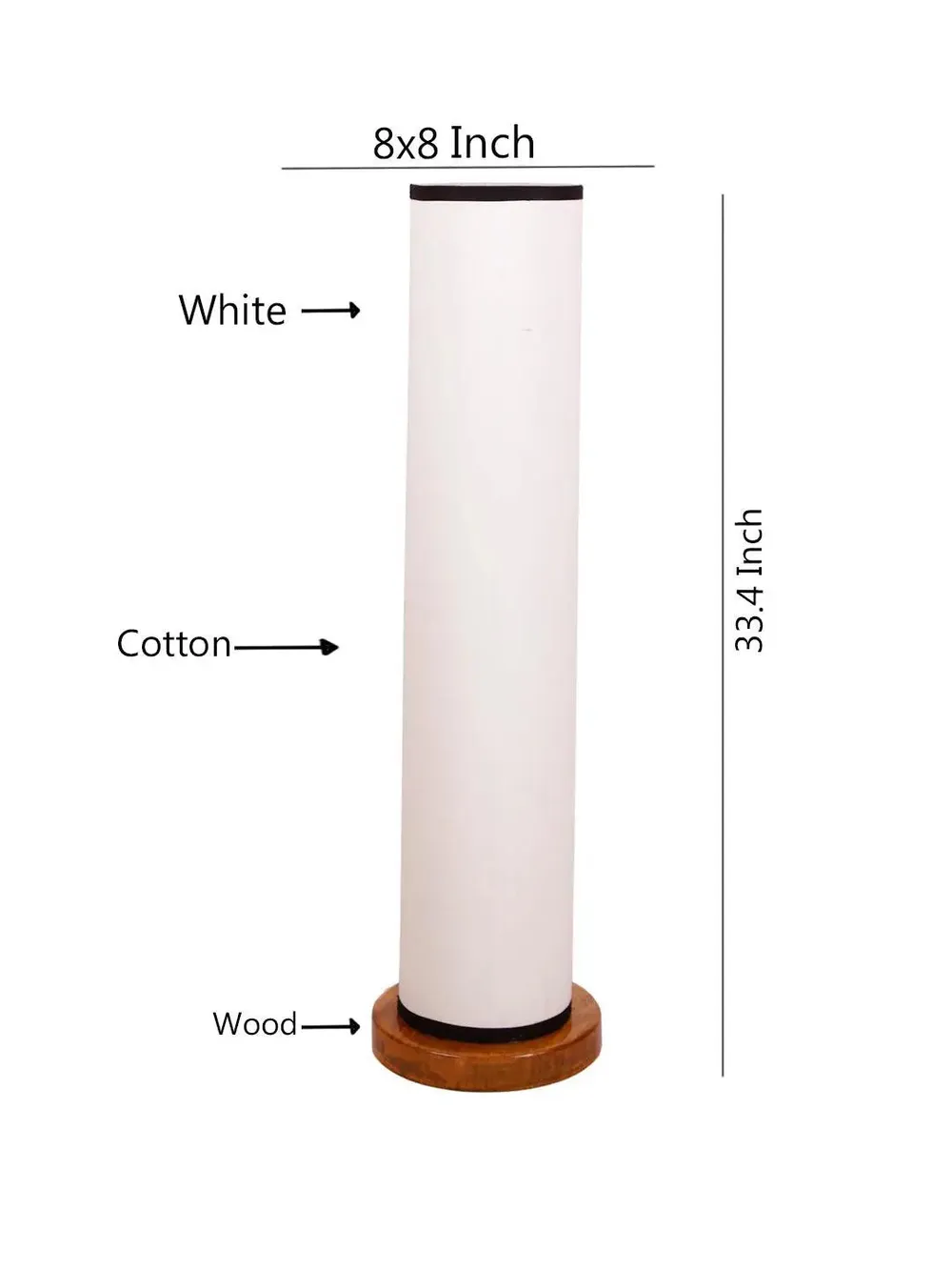 Elite Round Cotton Shade Floor Lamp with Sleek Wood Base Orange