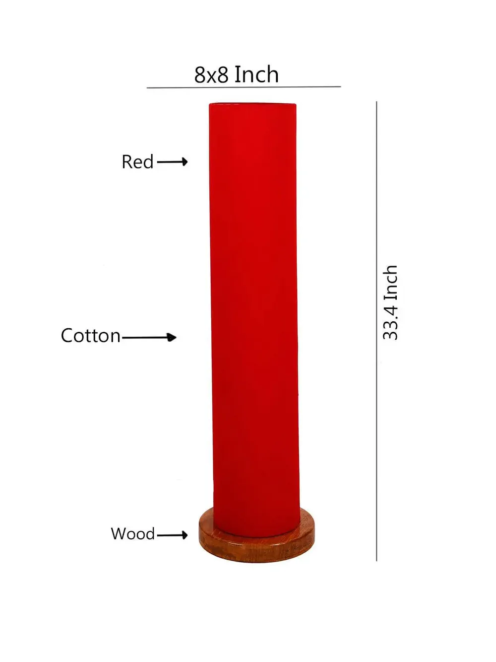 Elite Round Cotton Shade Floor Lamp with Sleek Wood Base Orange