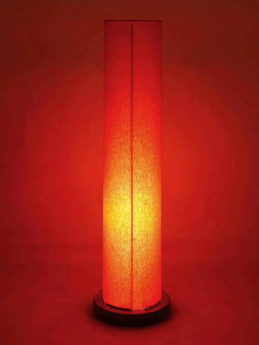 Elite Round Cotton Shade Floor Lamp with Sleek Wood Base Orange