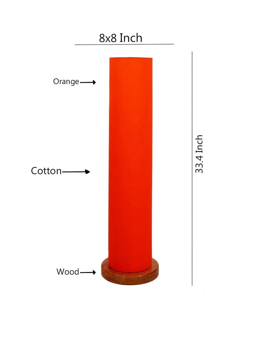 Elite Round Cotton Shade Floor Lamp with Sleek Wood Base Orange
