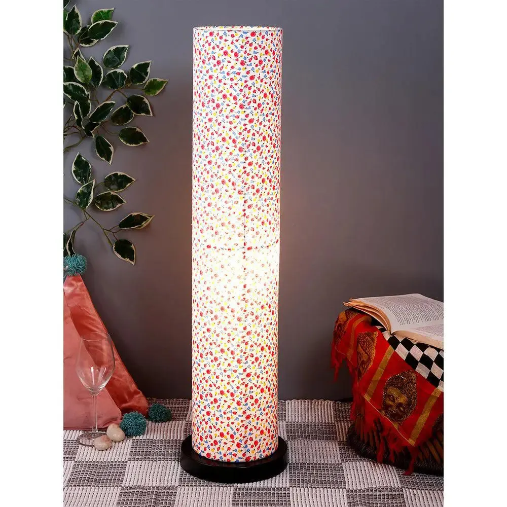 Elite Round Floral Floor Lamp with Sleek Iron Base