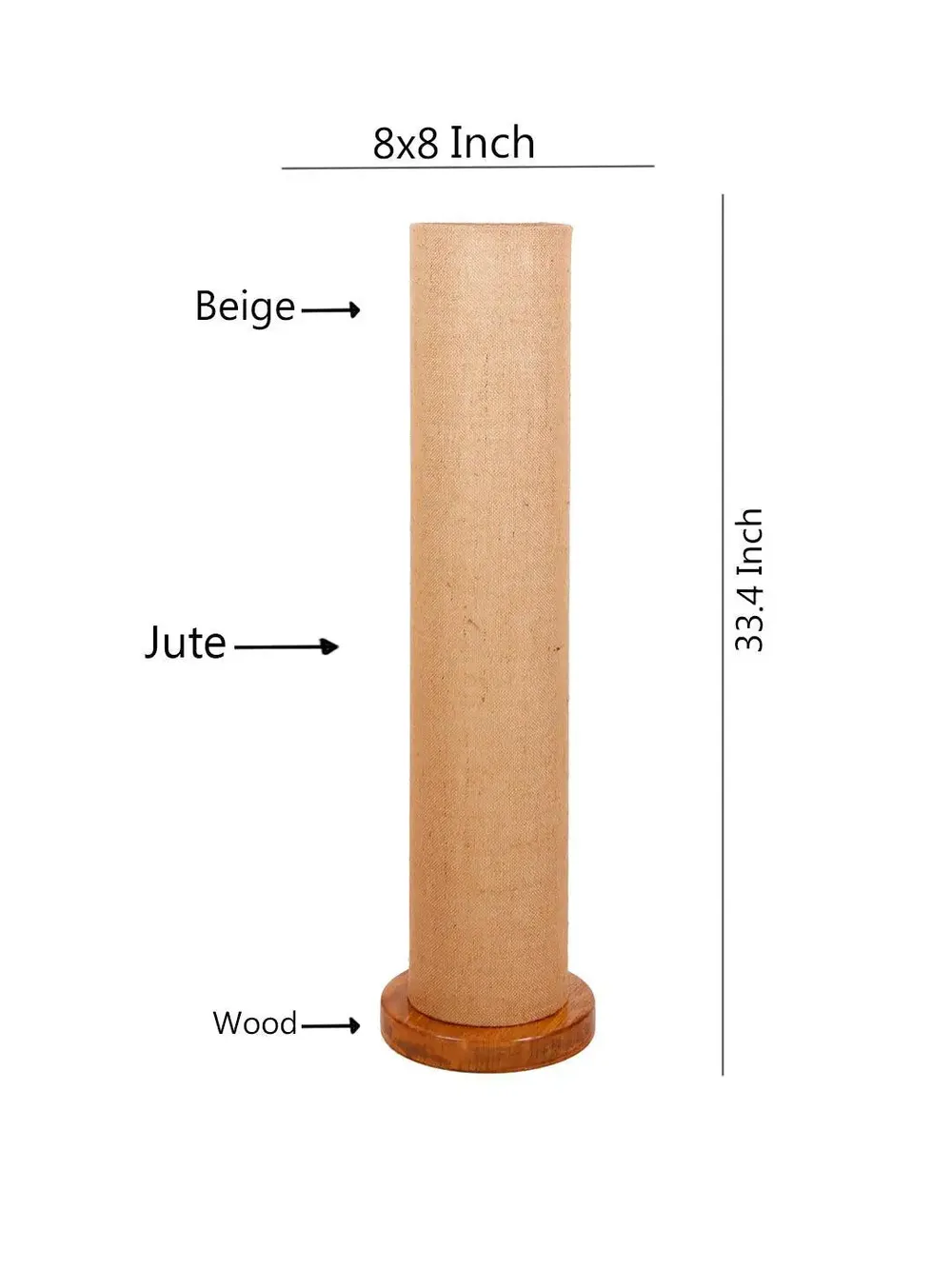 Elite Round Jute Shade Floor Lamp with Sleek Wood Base Blue