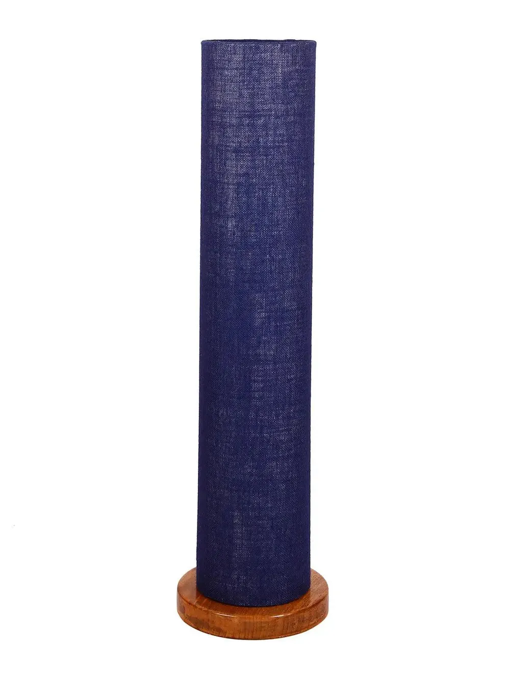 Elite Round Jute Shade Floor Lamp with Sleek Wood Base Blue