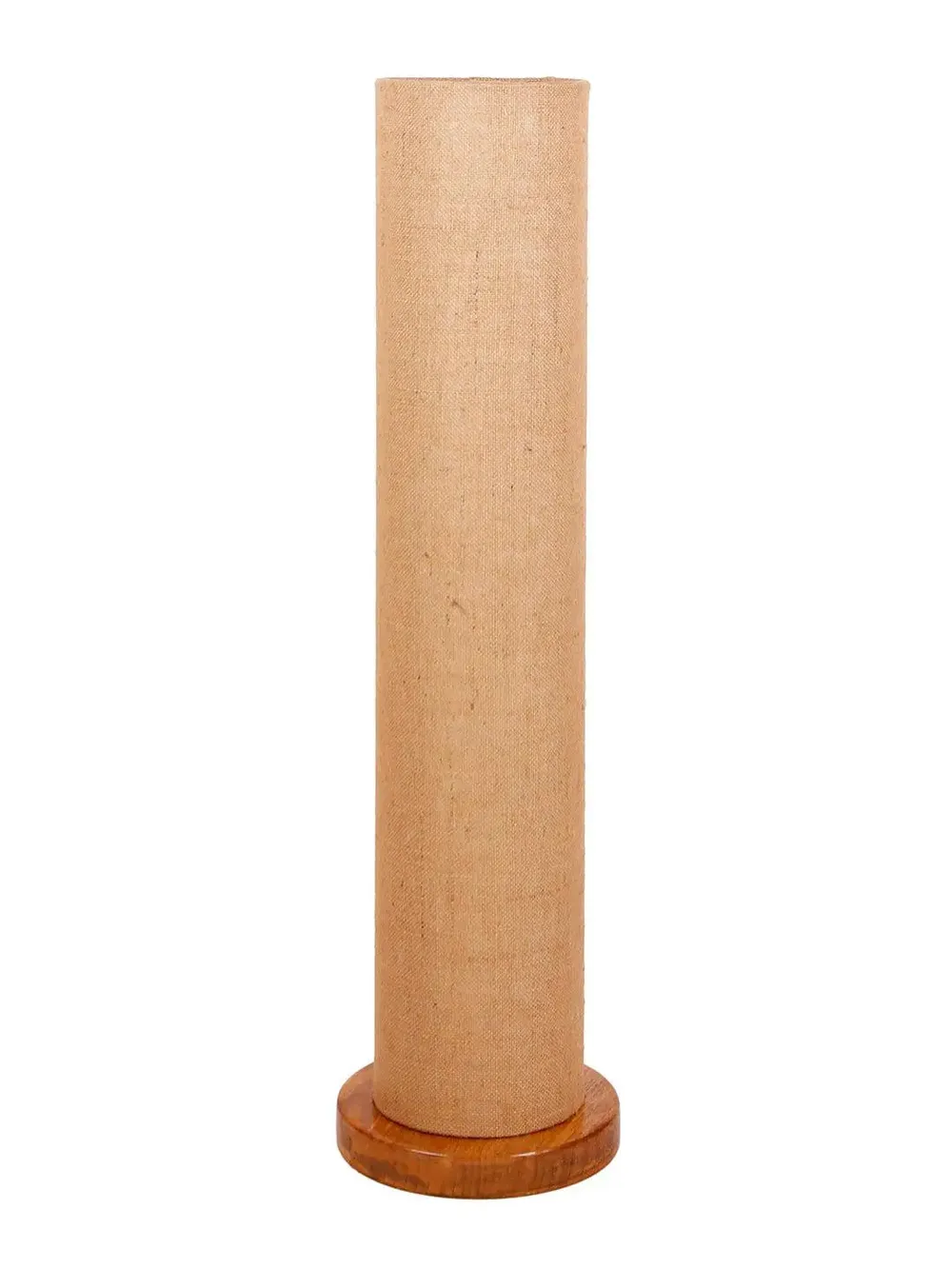 Elite Round Jute Shade Floor Lamp with Sleek Wood Base Blue