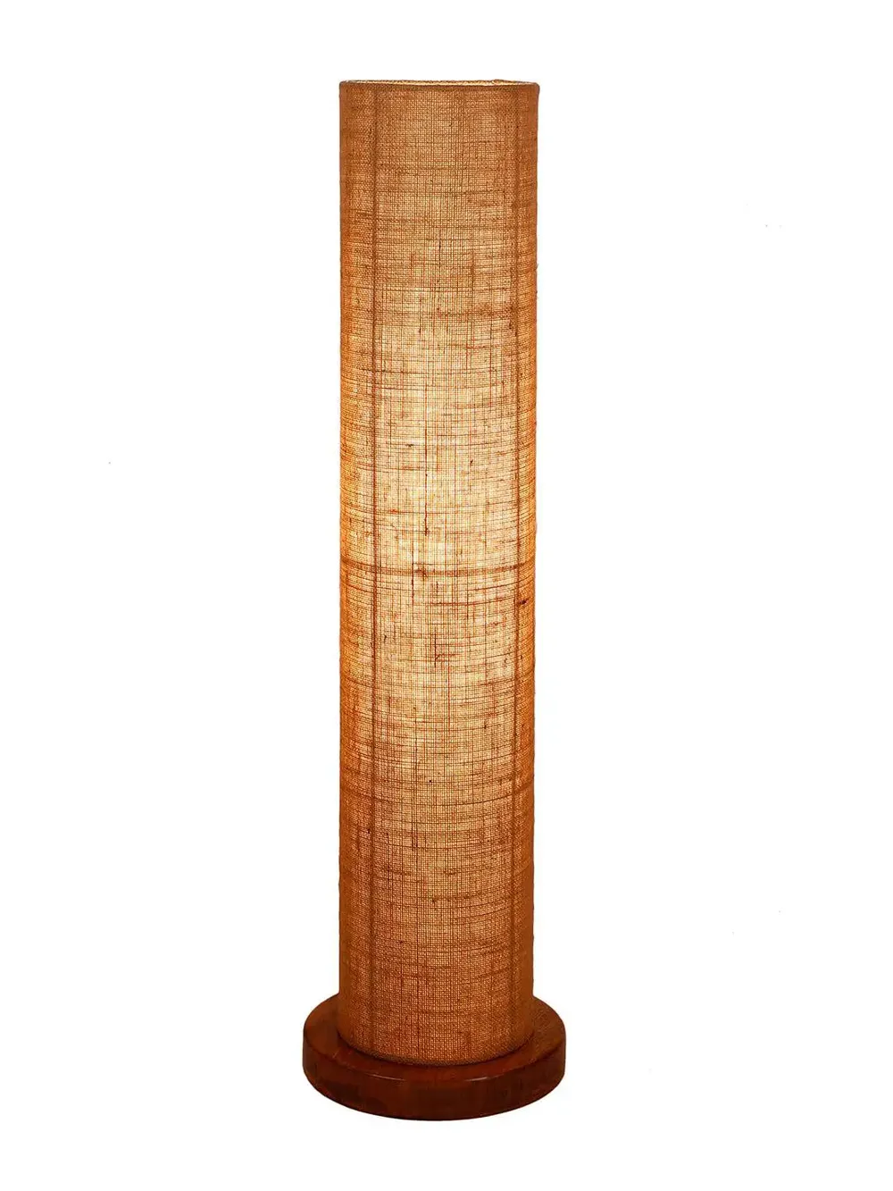 Elite Round Jute Shade Floor Lamp with Sleek Wood Base Blue
