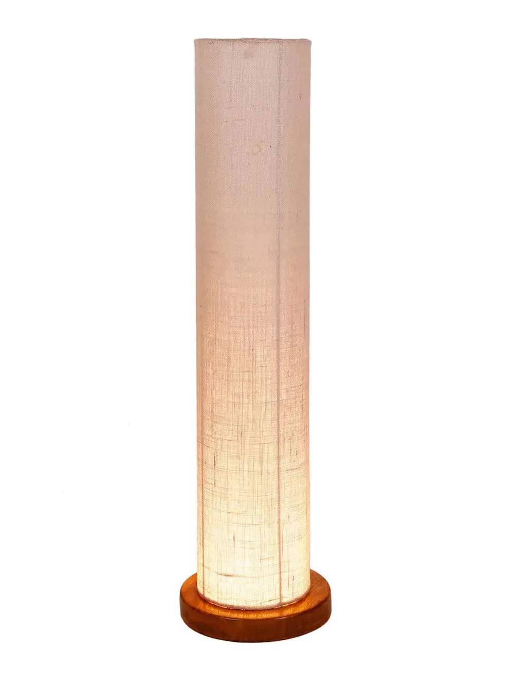 Elite Round Jute Shade Floor Lamp with Sleek Wood Base Blue