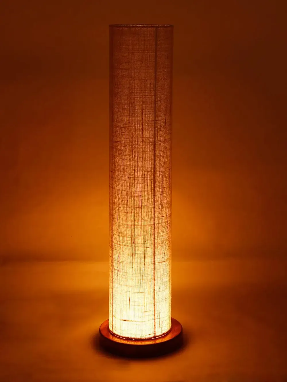 Elite Round Jute Shade Floor Lamp with Sleek Wood Base Blue