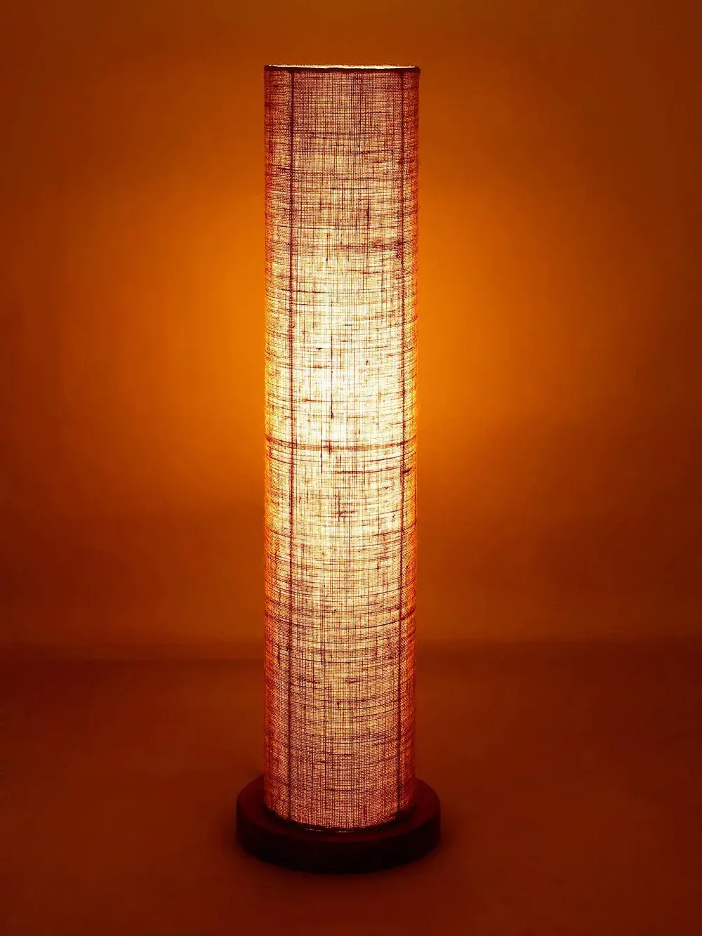 Elite Round Jute Shade Floor Lamp with Sleek Wood Base Blue