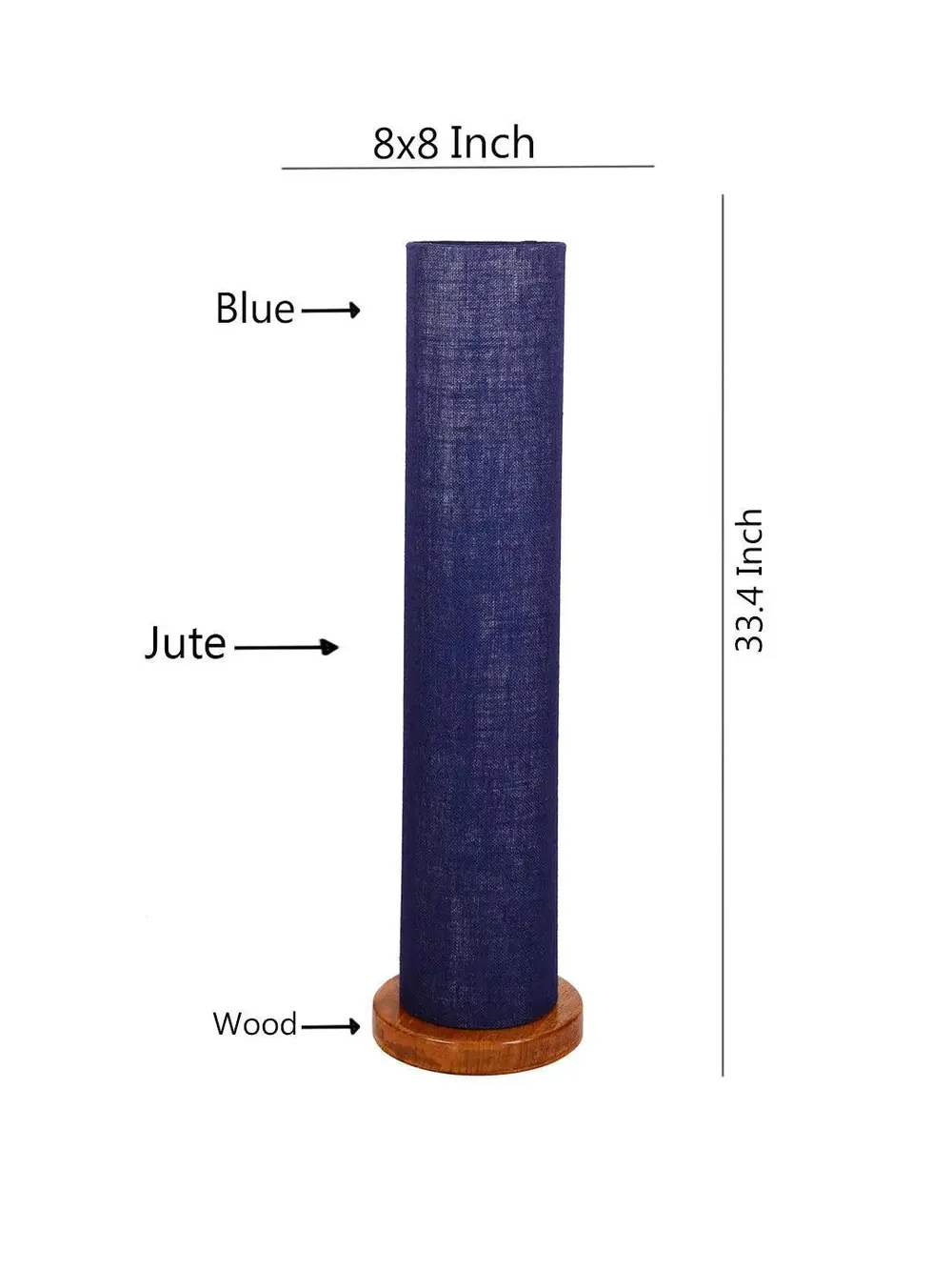 Elite Round Jute Shade Floor Lamp with Sleek Wood Base Blue