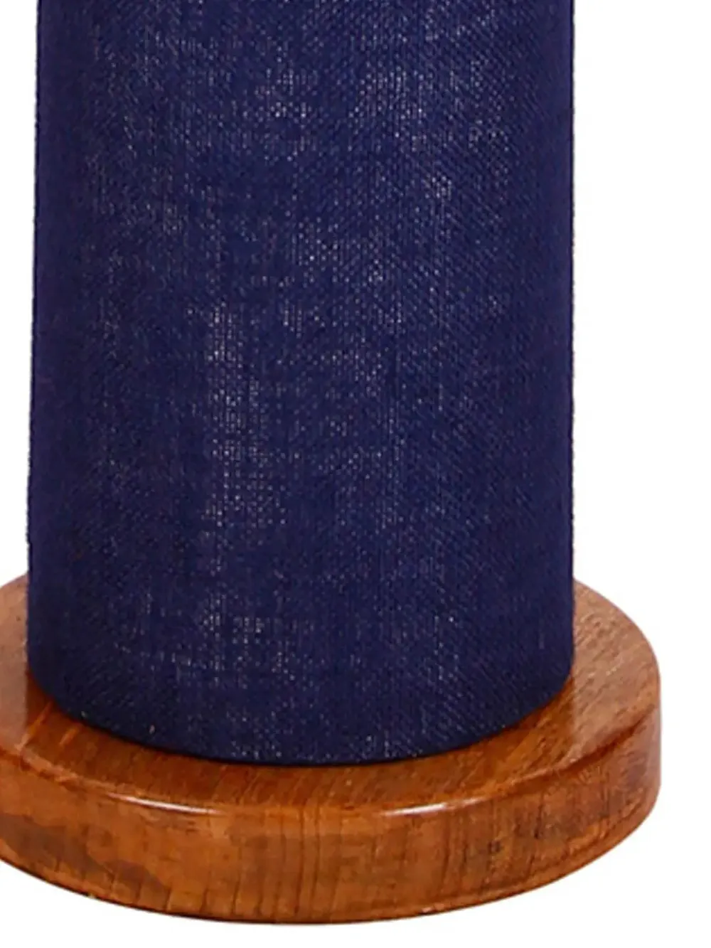 Elite Round Jute Shade Floor Lamp with Sleek Wood Base Blue
