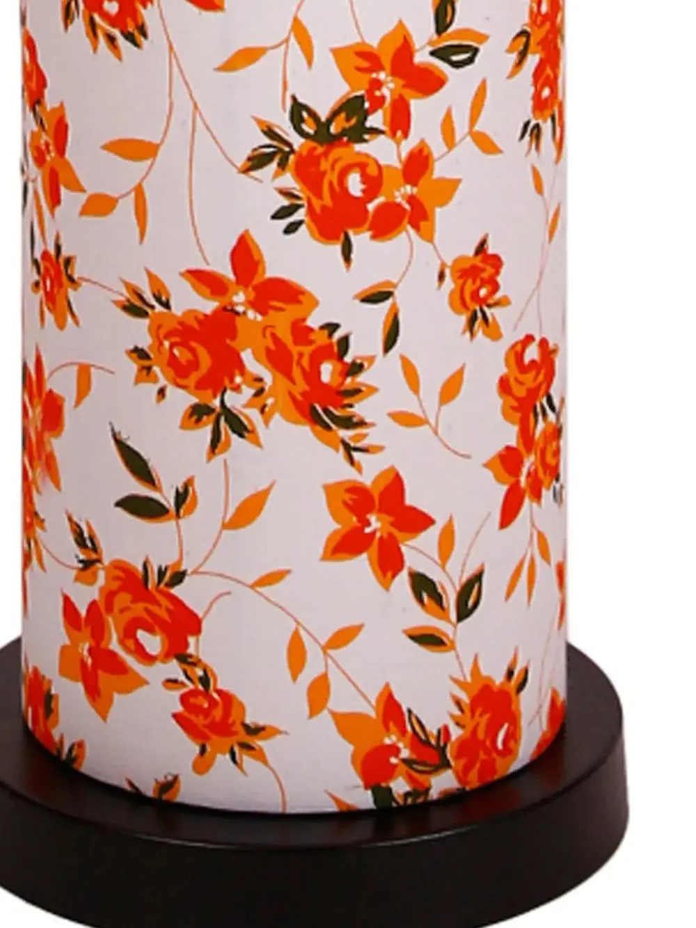 Elite Round Orange Floral Floor Lamp with Sleek Iron Base
