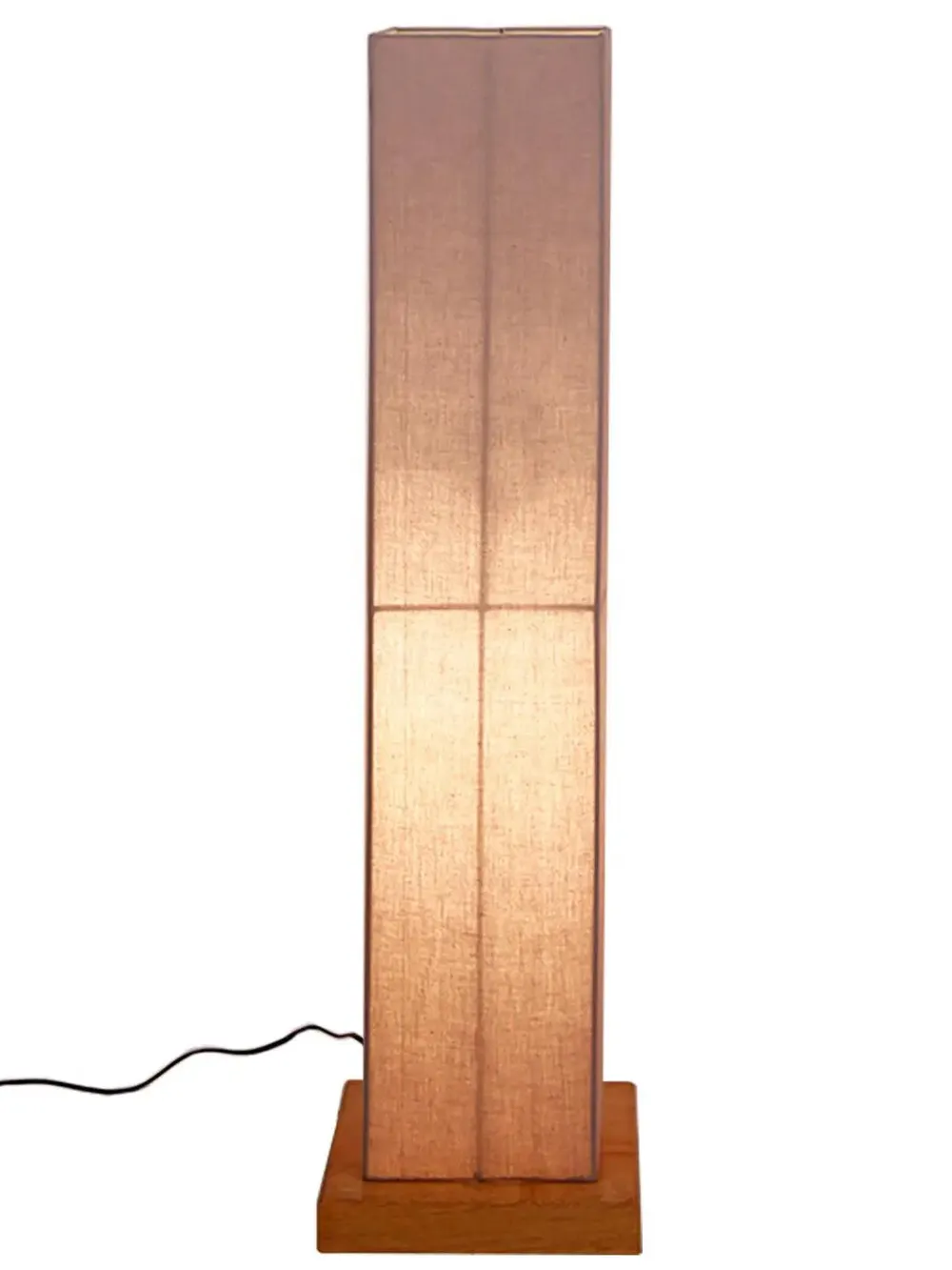 Elite Square Cotton Shade Floor Lamp with Sleek Wood Base Red