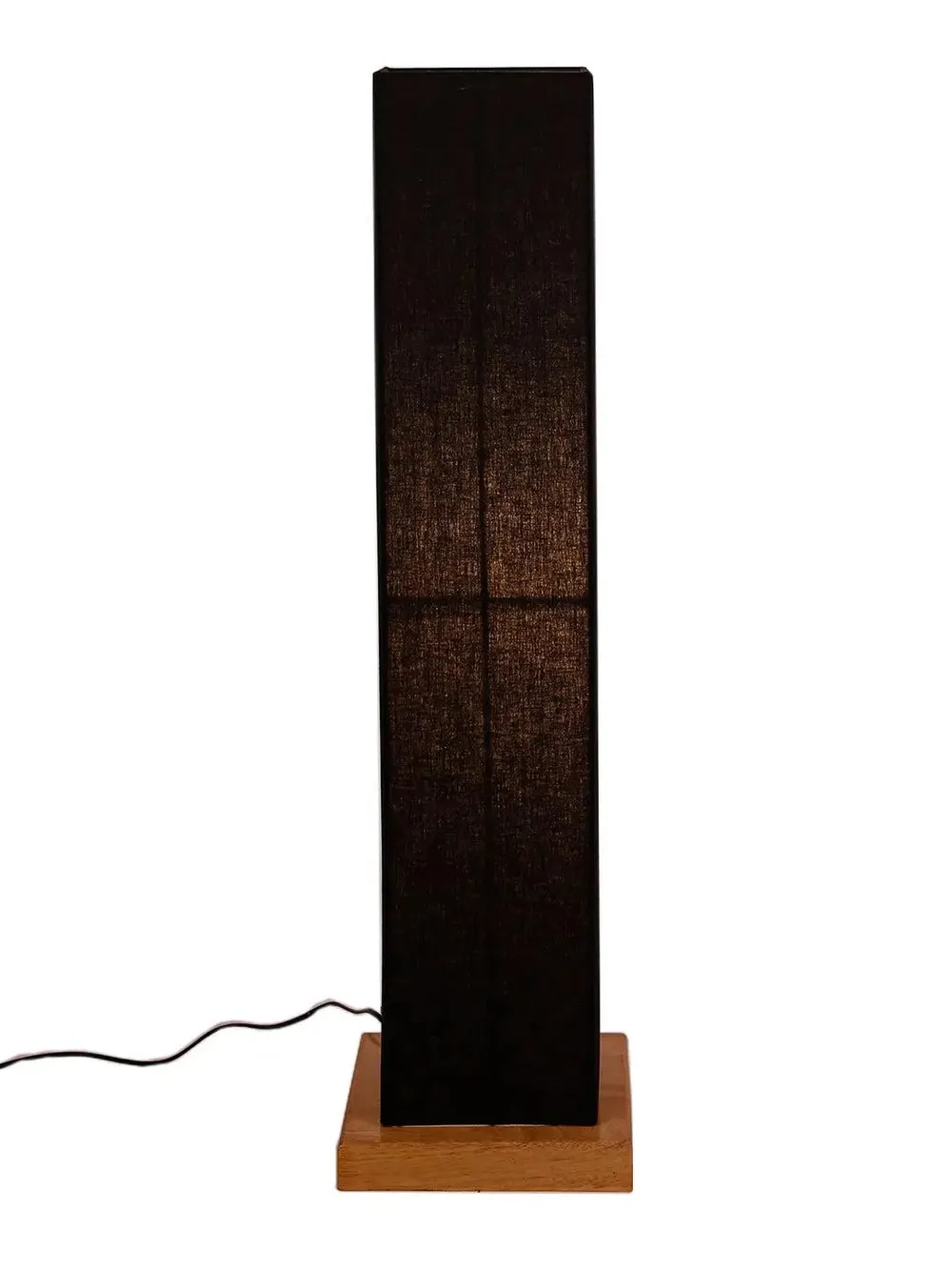 Elite Square Cotton Shade Floor Lamp with Sleek Wood Base Red