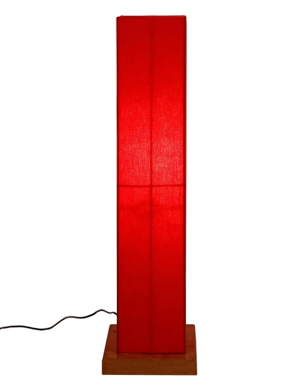 Elite Square Cotton Shade Floor Lamp with Sleek Wood Base Red