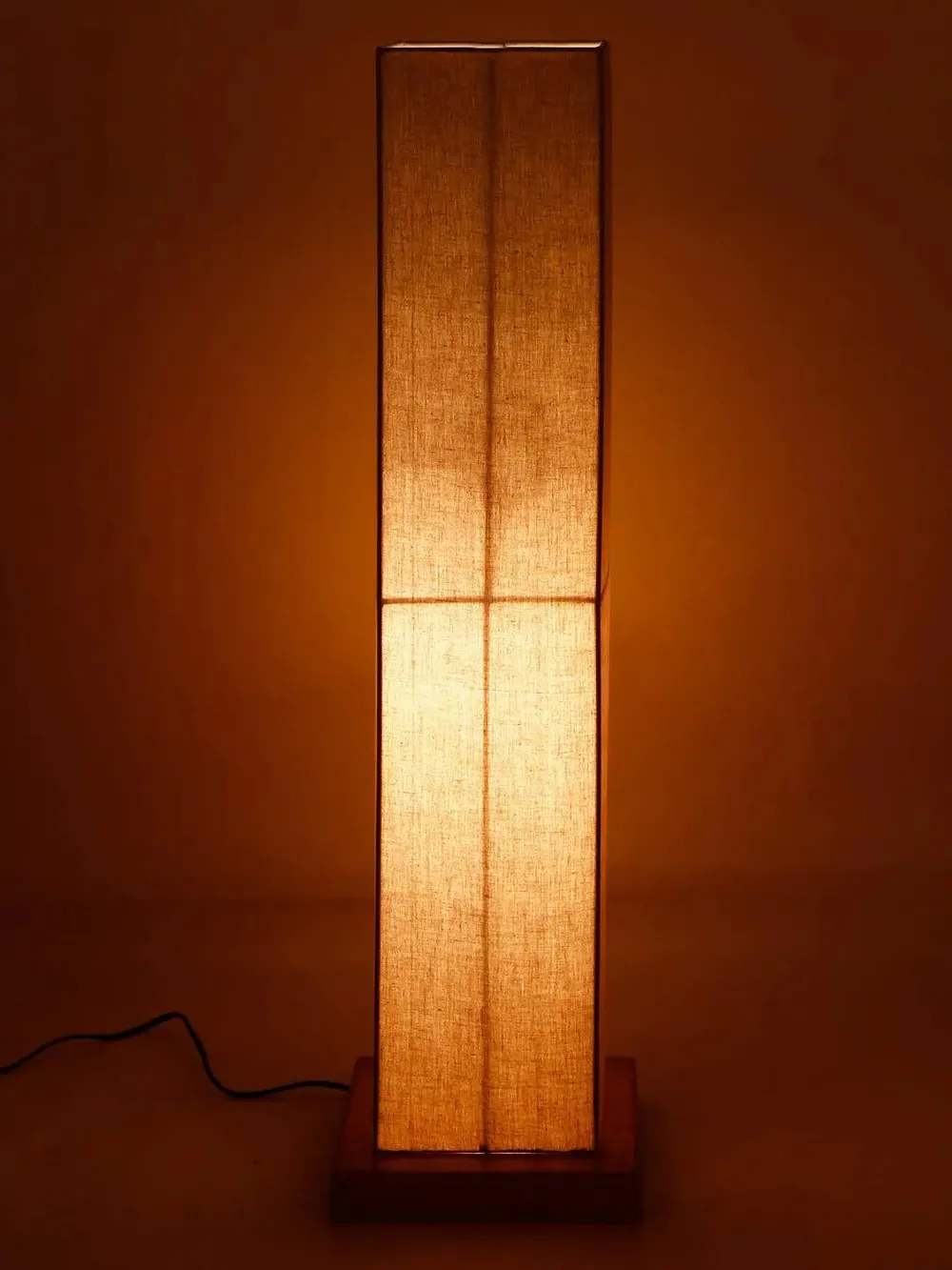 Elite Square Cotton Shade Floor Lamp with Sleek Wood Base Red