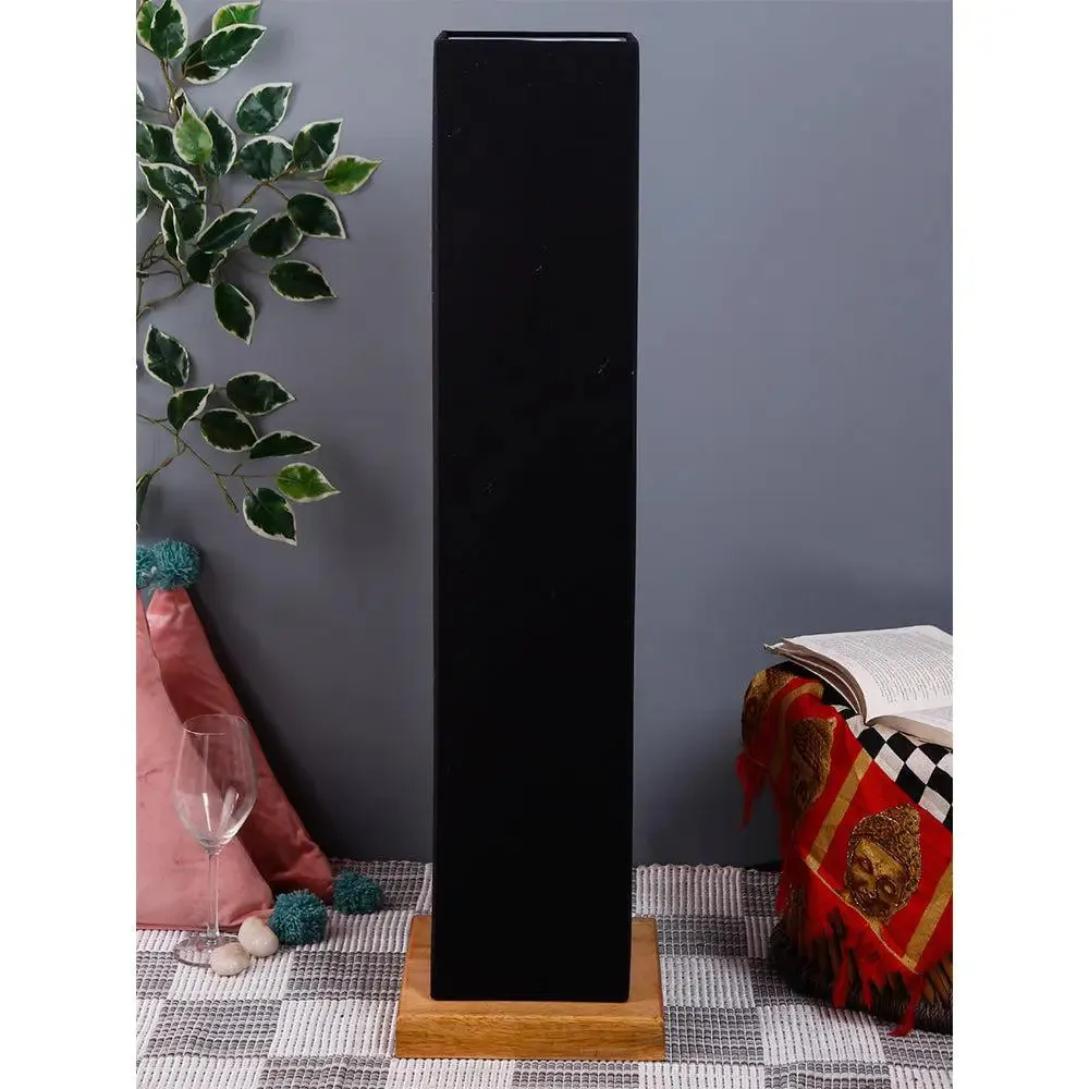 Elite Square Cotton Shade Floor Lamp with Sleek Wood Base Red