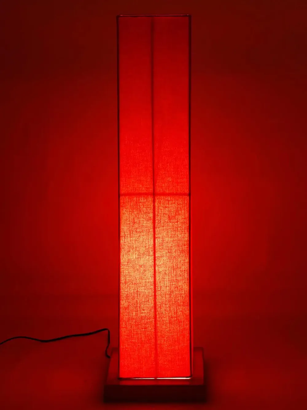Elite Square Cotton Shade Floor Lamp with Sleek Wood Base Red