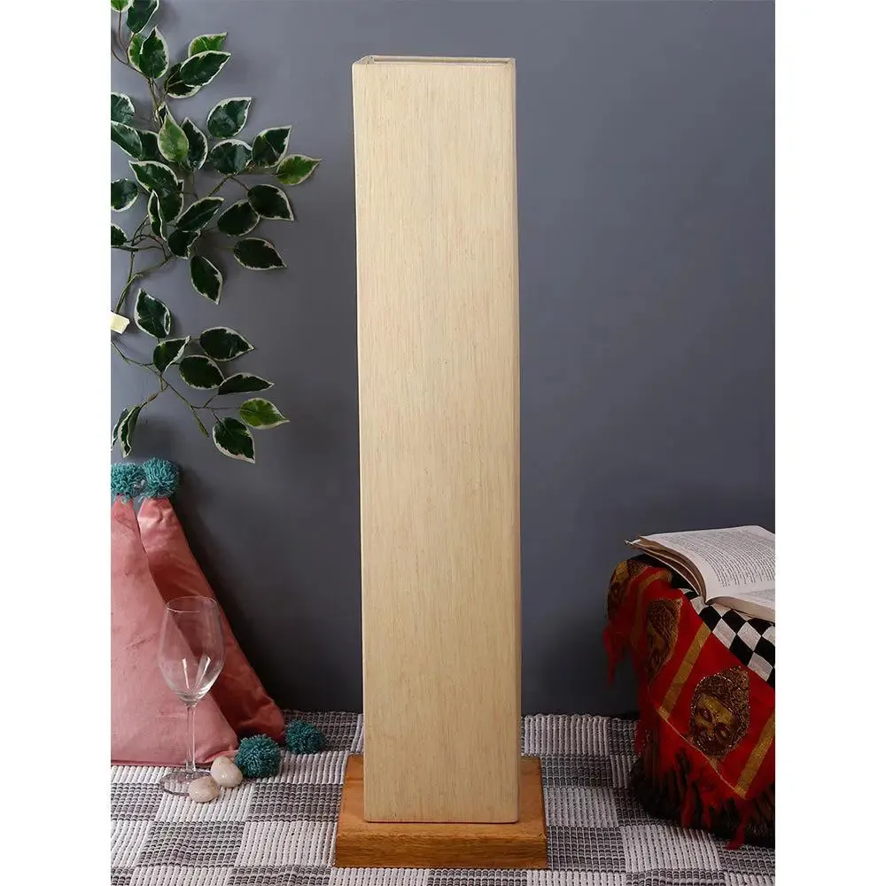 Elite Square Cotton Shade Floor Lamp with Sleek Wood Base Red