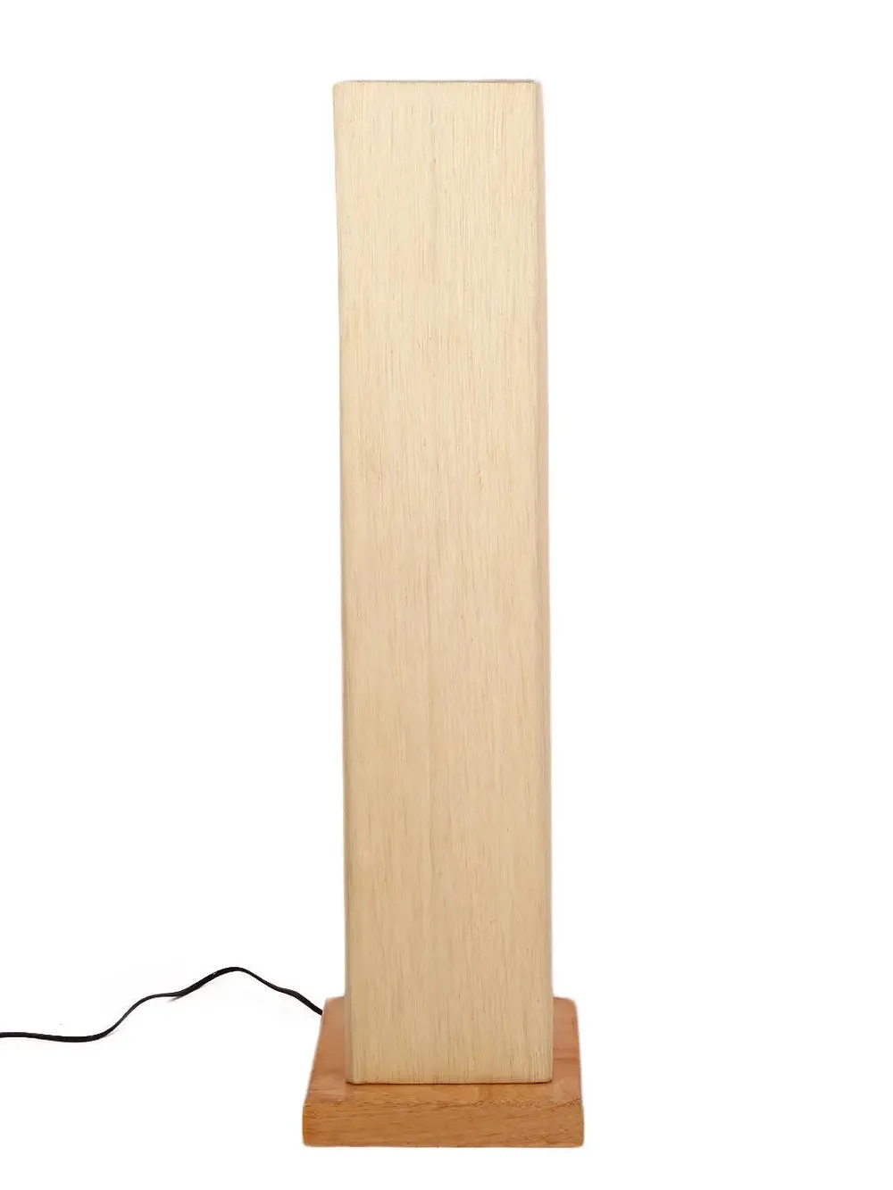 Elite Square Cotton Shade Floor Lamp with Sleek Wood Base Red