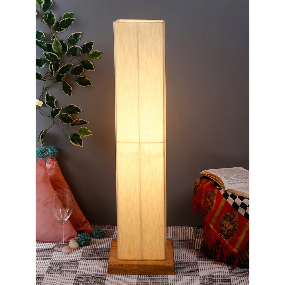 Elite Square Cotton Shade Floor Lamp with Sleek Wood Base Red